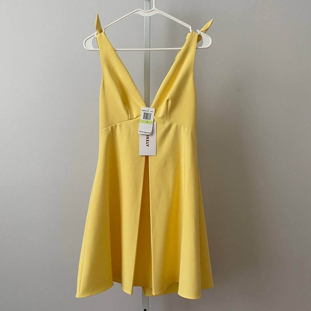 LIKELY Yellow Dainty Coastal Babydoll Ethereal Fit & Flare Snap Dress 4 Yellow